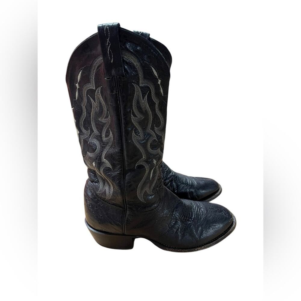 Tony Lama Black Leather Cowboy Boots size:9